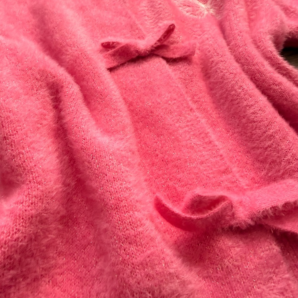 Luxurious Pink Bow-Accent Cardigan - Picture 3 of 5